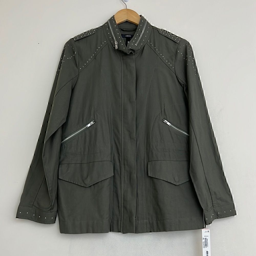 NWT Aqua by Bloomingdale’s Lightweight Cotton Zip Down Jacket Size S